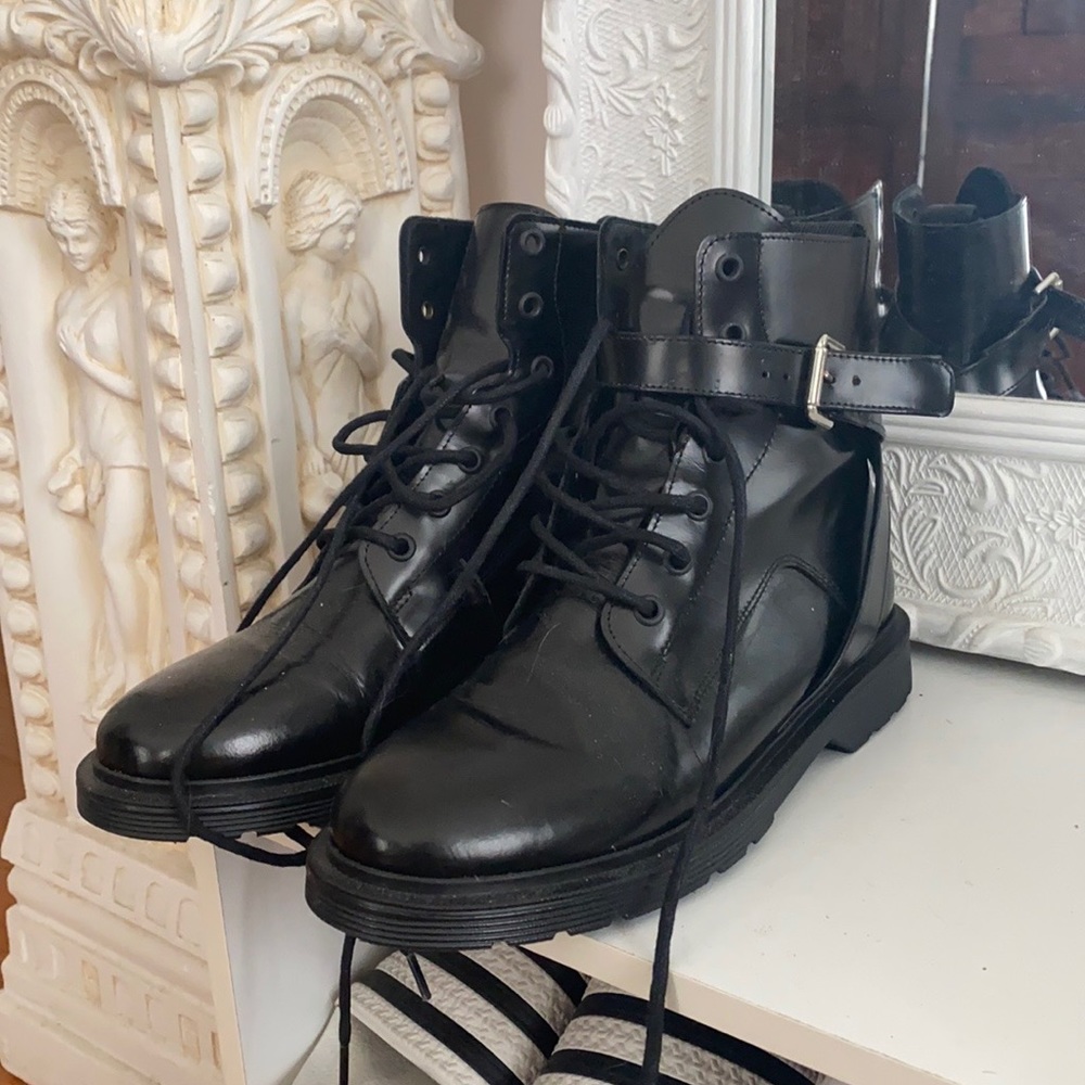 maje black combat boots